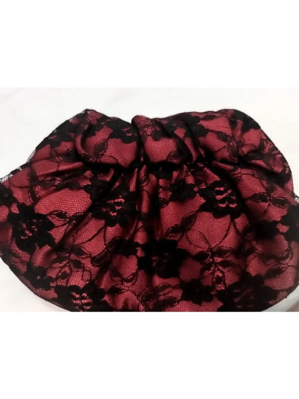 Accessories Red And Black Satin Lace Evening Clutch Bag With Silver Chain